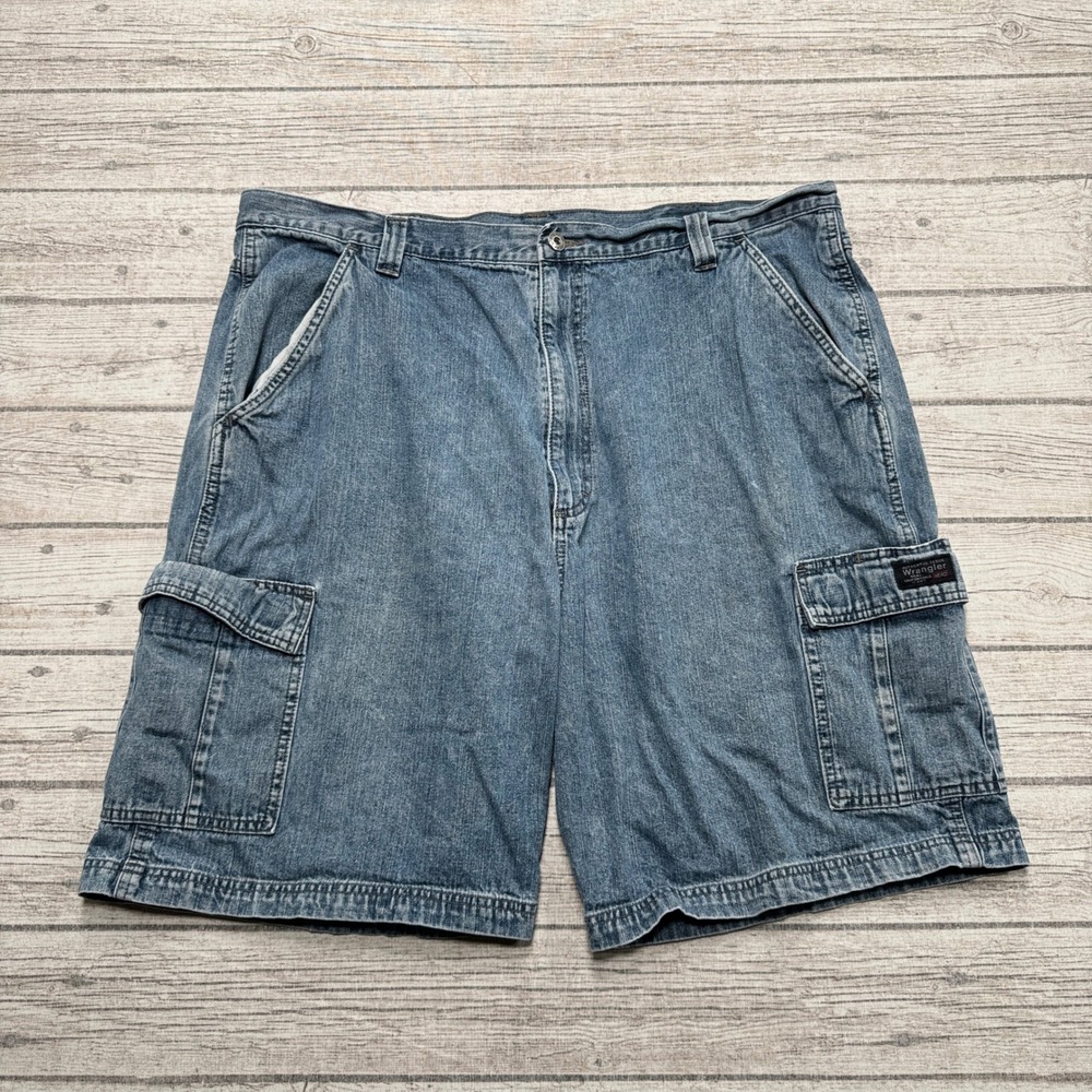 Wrangler Cargo Shorts Men's 40 Blue Relaxed Fit Cotton Rugged Utility Workwear